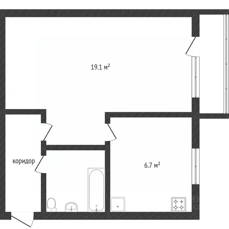 1-к кв. Белгородская область, Белгород Садовая ул., 102 (32.3 м) - Фото 2
