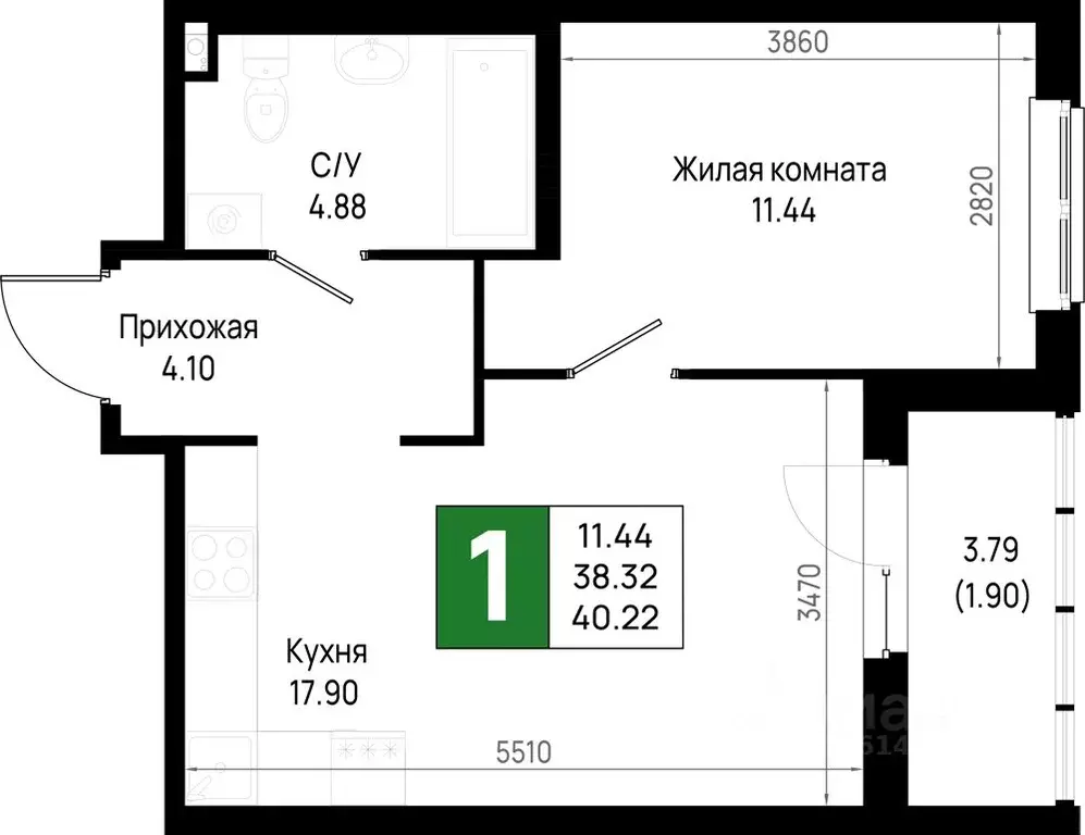 1-к кв. Ленинградская область, Всеволожский район, Свердловское ... - Фото 1