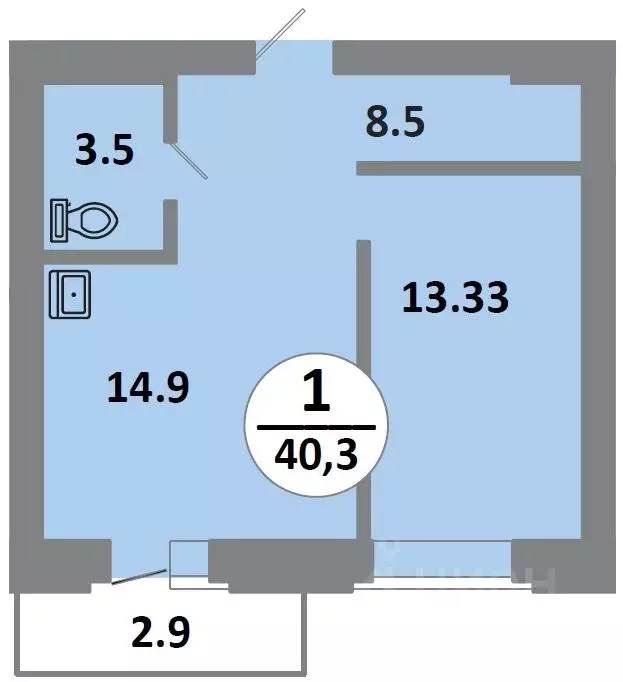 1-к кв. Красноярский край, Красноярск Соколовская ул., 52 (40.3 м) - Фото 0