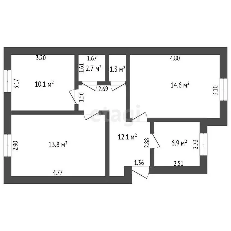 3-комнатная квартира: Ишим, улица Республики, 76 (61.8 м) - Фото 0