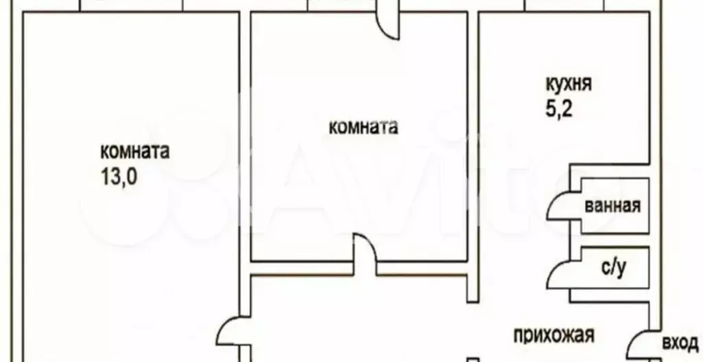 2-к. квартира, 45,5 м, 1/5 эт. - Фото 0