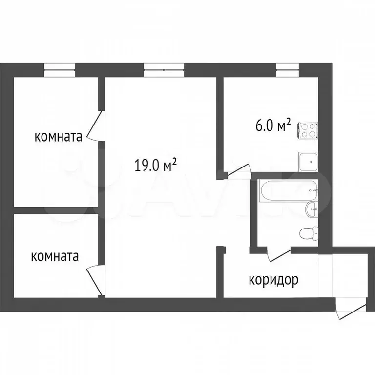 2-к. квартира, 41,7 м, 1/5 эт. - Фото 0