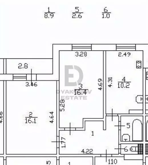 2-к кв. Санкт-Петербург ул. Репищева, 21К1 (55.2 м) - Фото 2