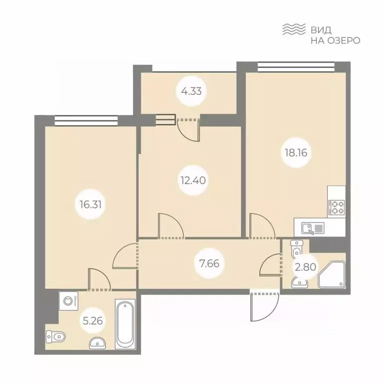 2-к кв. Санкт-Петербург ш. Суздальское, 8 (64.76 м) - Фото 0