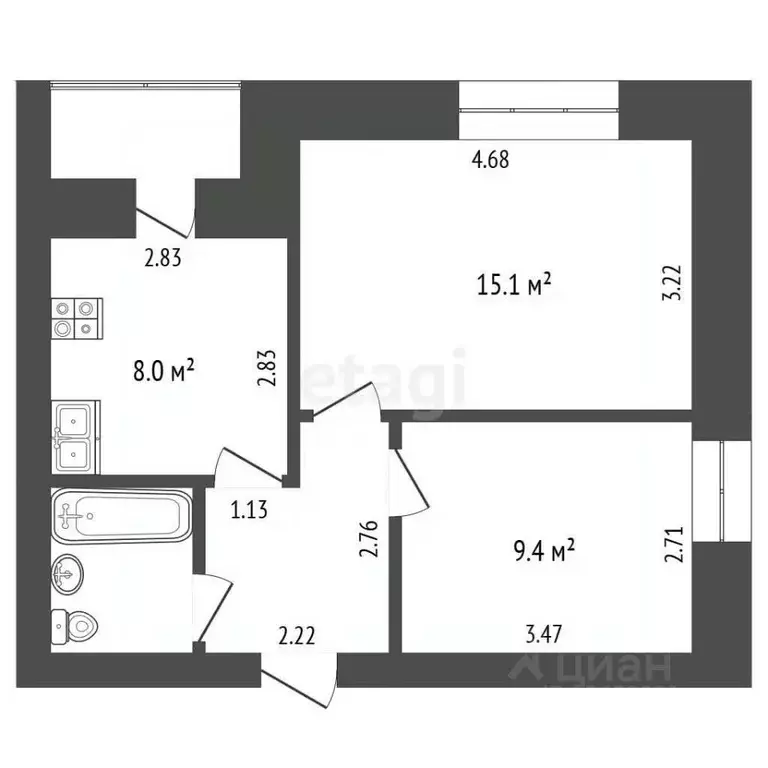 2-к кв. Марий Эл, Йошкар-Ола ул. Рябинина, 35 (42.1 м) - Фото 2