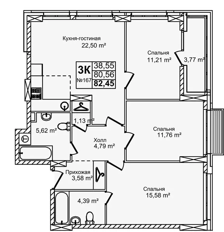 4-комнатная квартира: Нижний Новгород, улица Красных Зорь, 23Д (82.45 ... - Фото 1