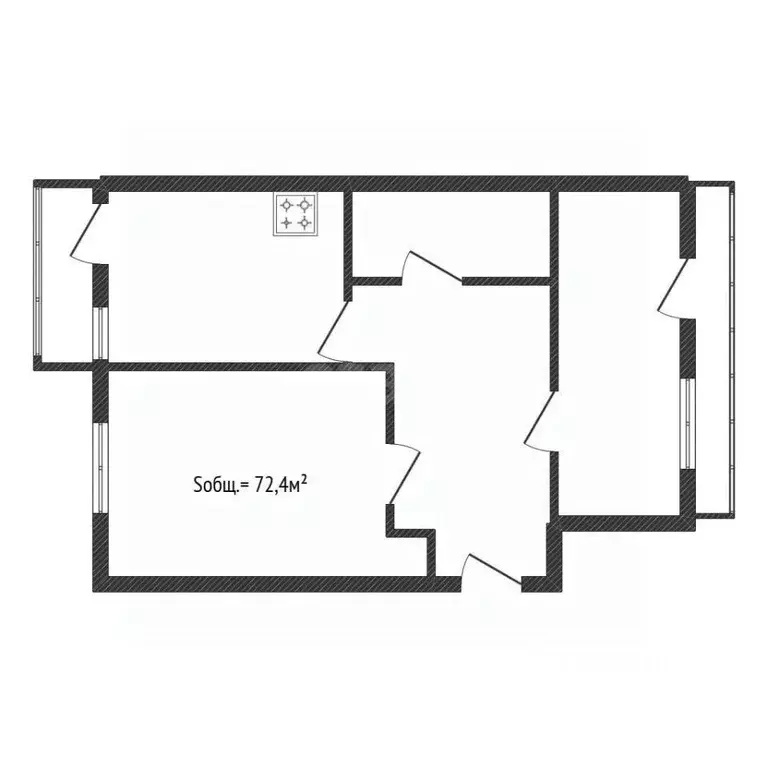 2-к кв. Брянская область, Брянск ул. Брянского Фронта, 30 (72.4 м) - Фото 1
