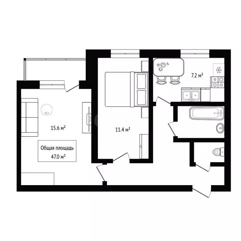 2-комнатная квартира: Искитим, микрорайон Шипуновский, 3 (47 м) - Фото 1