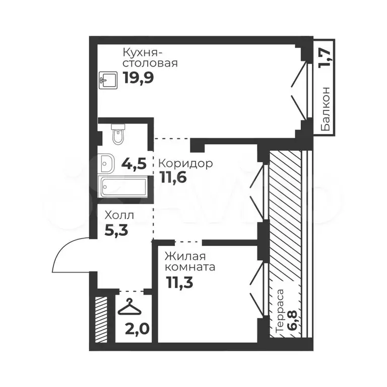 1-к. квартира, 54,6 м, 9/24 эт. - Фото 0