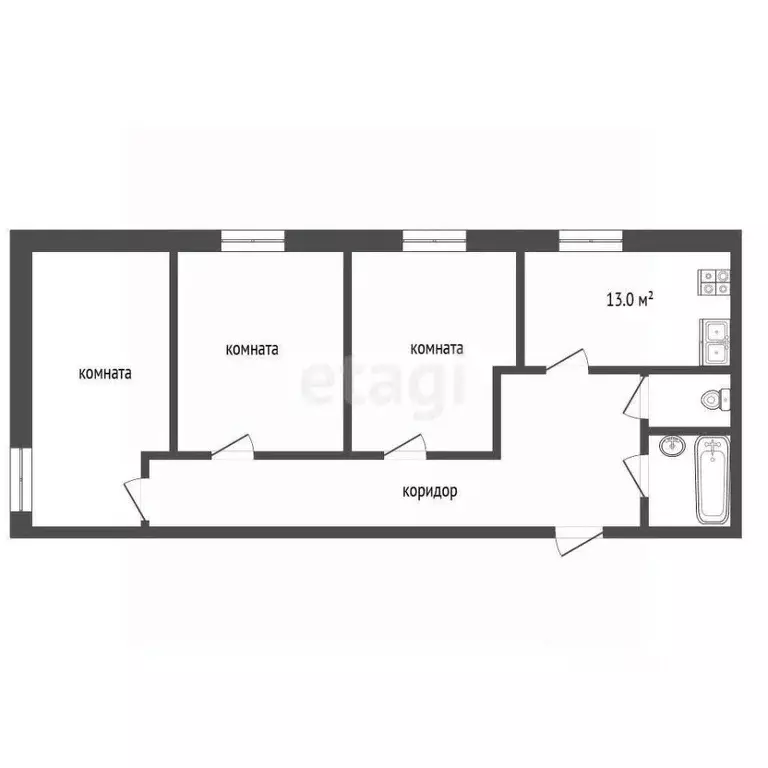 3-к кв. Ямало-Ненецкий АО, Муравленко ул. Энтузиастов, 33 (80.6 м) - Фото 2