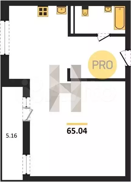 Квартира-студия, 65 м, 8/19 эт. - Фото 0