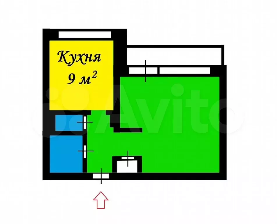 1-к. квартира, 34,5 м, 6/9 эт. - Фото 0