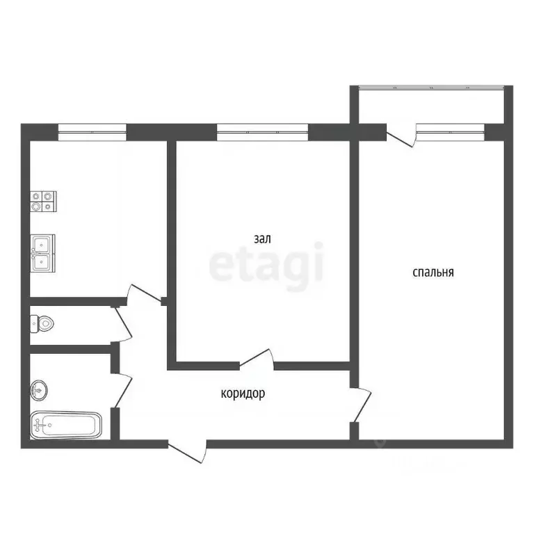 2-к кв. Кемеровская область, Юрга ул. Мира, 17 (46.7 м) - Фото 1