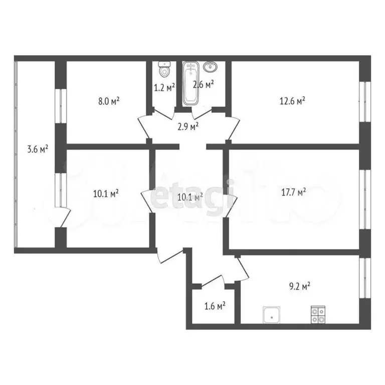 4-к. квартира, 76 м, 3/5 эт. - Фото 0