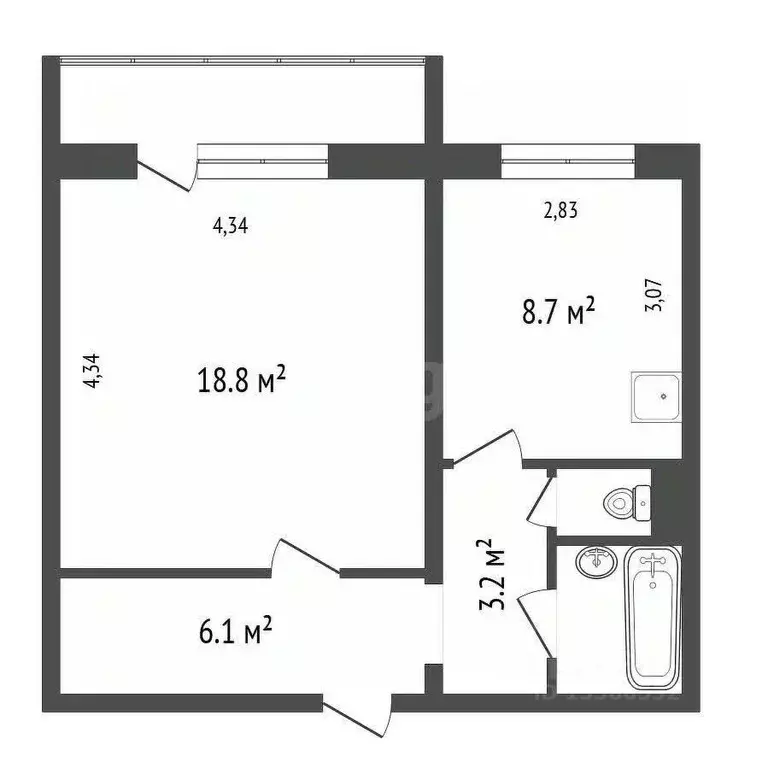 1-к кв. Красноярский край, Красноярск ул. Весны, 17 (40.4 м) - Фото 2
