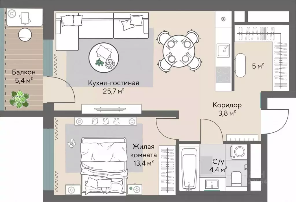 1-к кв. Свердловская область, Екатеринбург ВИЗ жилрайон, Нагорный ... - Фото 1