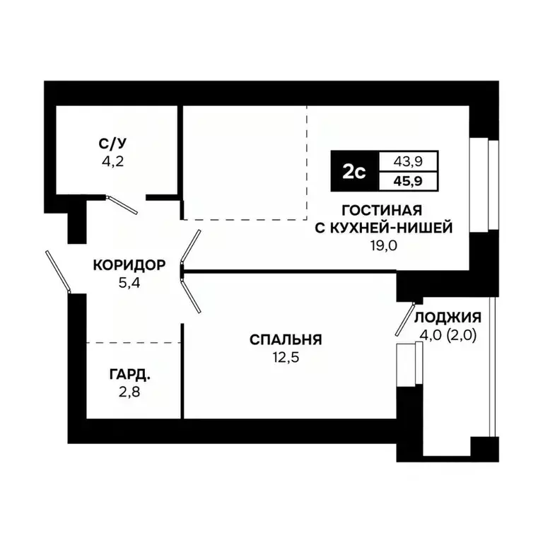 2-к кв. Новосибирская область, Кольцово рп, 5-й мкр  (45.9 м) - Фото 1