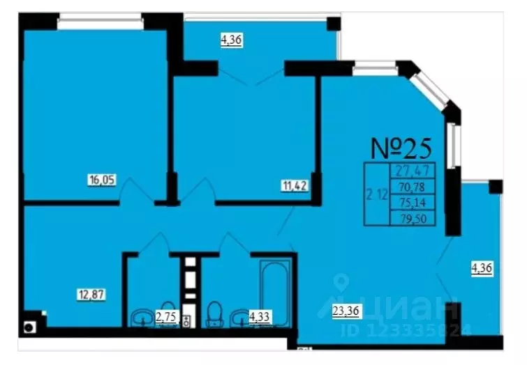 2-к кв. Тульская область, Тула пер. Шевченко, 5 (75.3 м) - Фото 0