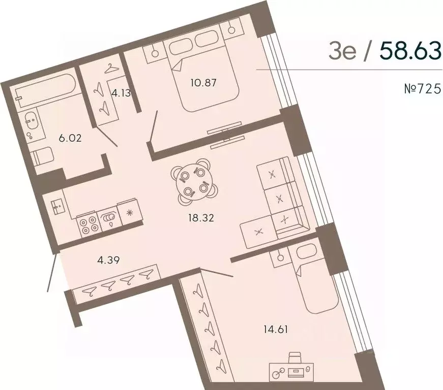 2-к кв. Санкт-Петербург Ремесленная ул., 17литЗ (58.63 м) - Фото 0