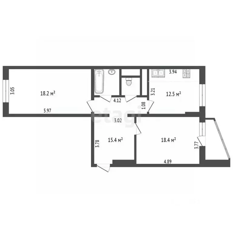 2-к кв. Московская область, Одинцово Можайское ш., 136А (70.4 м) - Фото 2