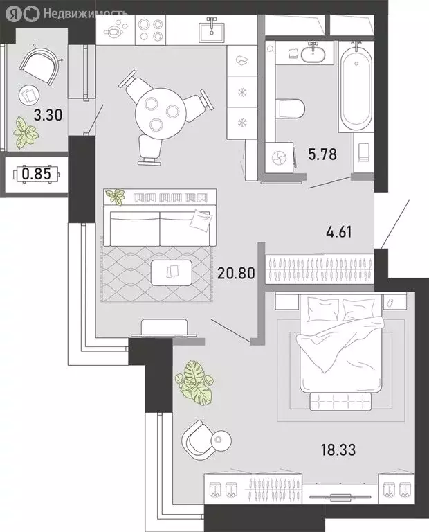 1-комнатная квартира: Тула, улица Фридриха Энгельса, 70А (53.67 м) - Фото 1