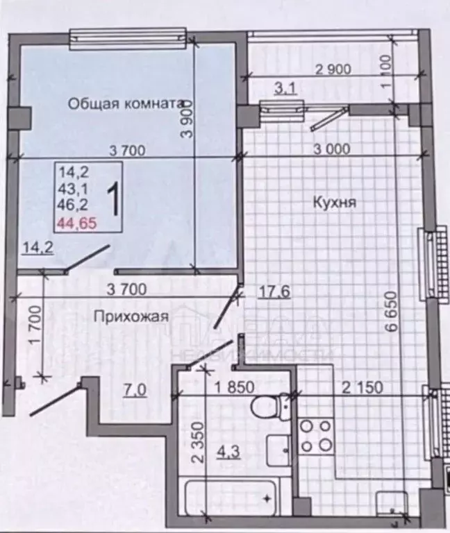 1-к кв. Крым, Симферопольский район, с. Мирное ул. Щедрая, 3 (44.65 м) - Фото 2