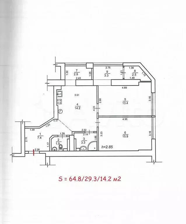 2-к. квартира, 64,8 м, 10/10 эт. - Фото 0