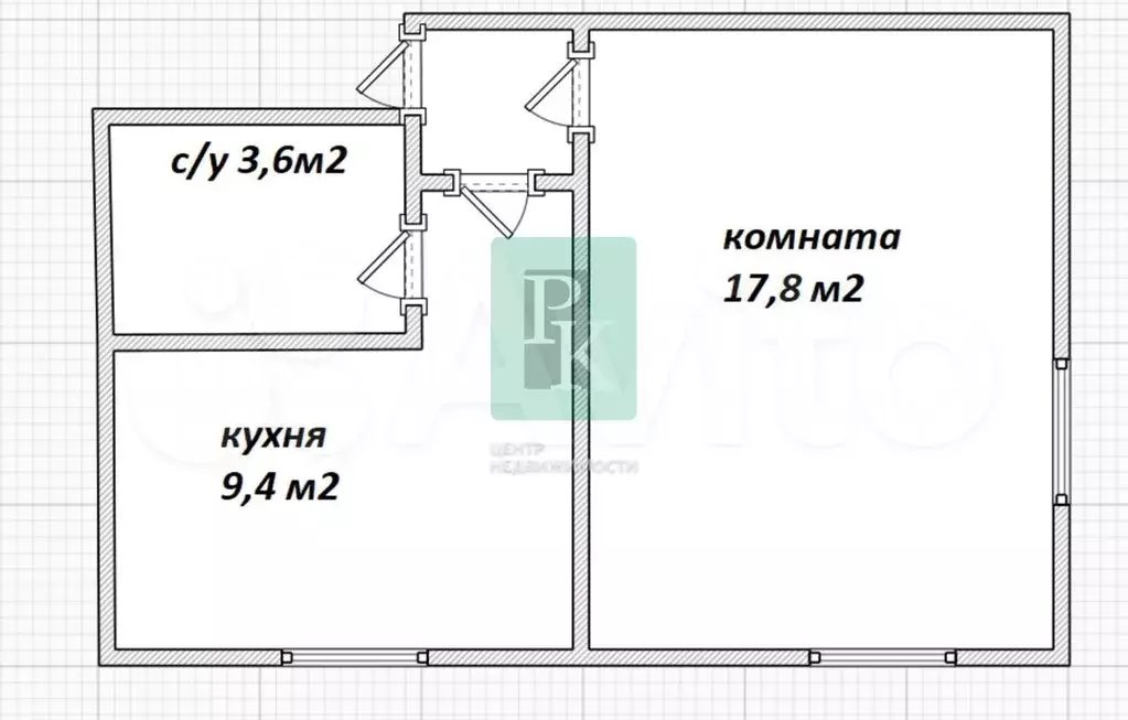 1-к. квартира, 34,7 м, 1/5 эт. - Фото 0