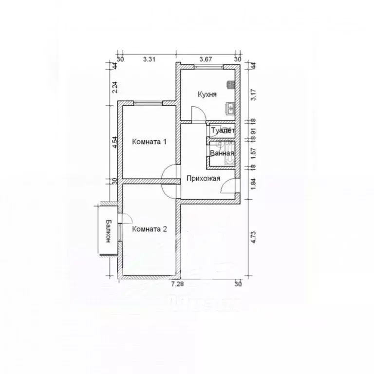 2-к кв. Московская область, Химки просп. Мельникова, 6 (54.3 м) - Фото 1