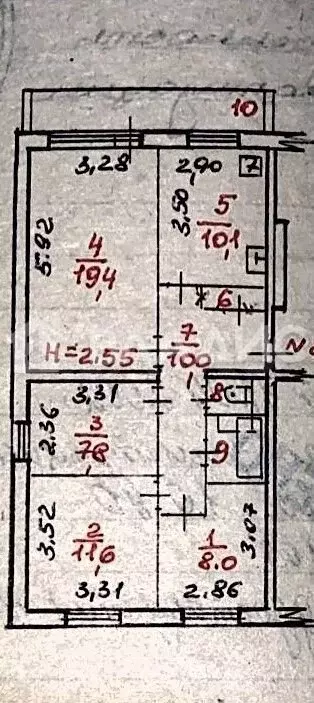 4-к. квартира, 74,8 м, 2/9 эт. - Фото 0