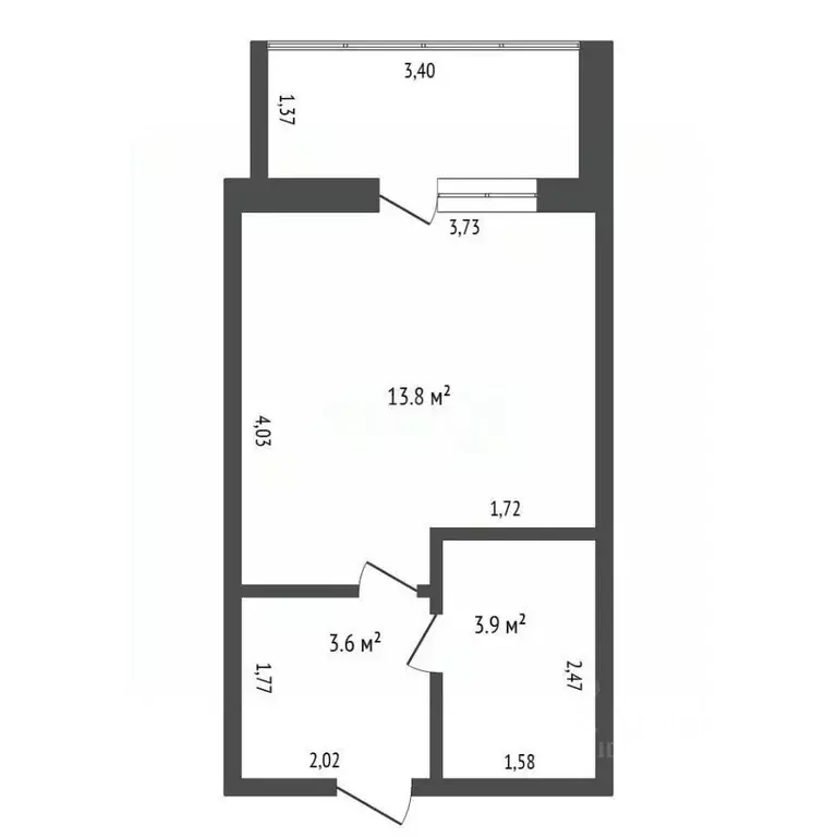 1-к кв. Амурская область, Благовещенск Комсомольская ул., 89 (21.3 м) - Фото 1