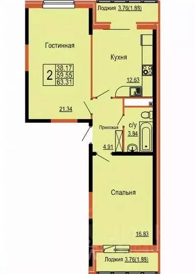 2-к кв. Краснодарский край, Новороссийск ул. Удалова, 10к1 (67.0 м) - Фото 0