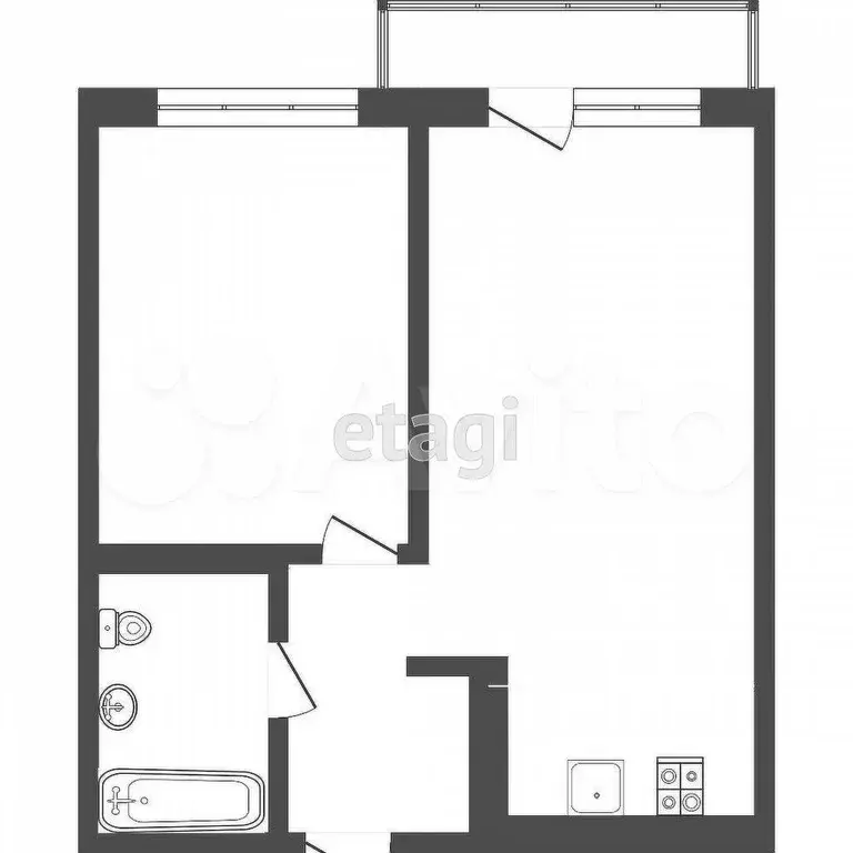 1-к. квартира, 40,7 м, 3/6 эт. - Фото 0