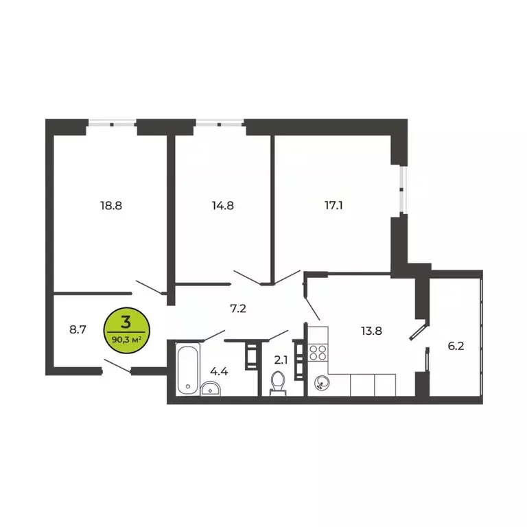 3-к кв. Брянская область, Брянский район, Свенское с/пос, пос. Свень ... - Фото 1