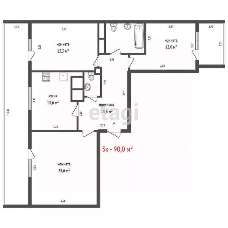 3-к кв. Свердловская область, Екатеринбург ул. Громова, 28 (90.0 м) - Фото 2