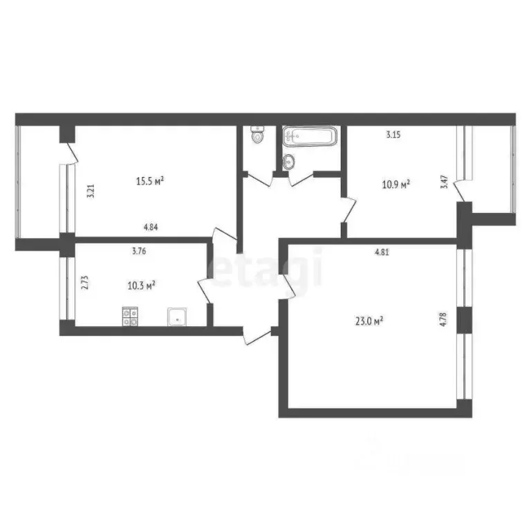 3-к кв. Калужская область, Калуга Майская ул., 15 (74.0 м) - Фото 2