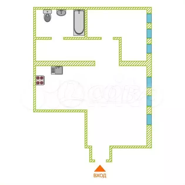 1-к. квартира, 80 м, 6/6 эт. - Фото 0