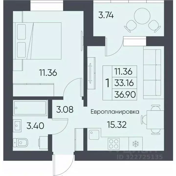1-к кв. Саратовская область, Татищево рп ул. Михайловская, 13 (36.9 м) - Фото 2