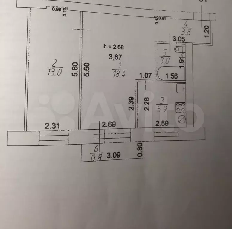 2-к. квартира, 44,1 м, 3/5 эт. - Фото 0