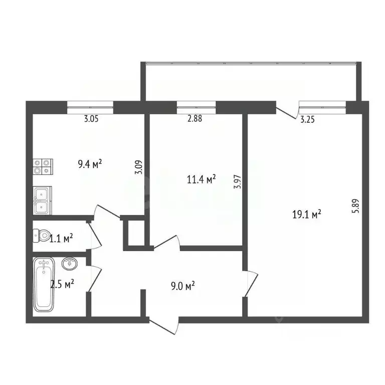 2-к кв. Татарстан, Альметьевск ул. Бигаш, 133 (55.0 м) - Фото 2