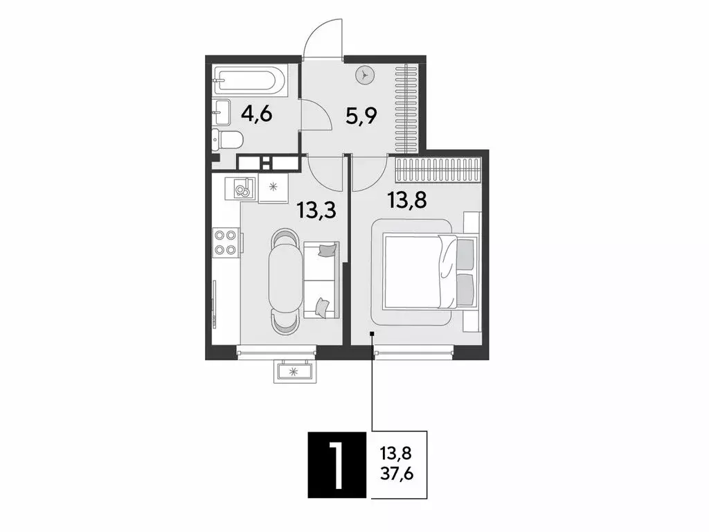 1-комнатная квартира: Краснодар, микрорайон Парк Победы (37.6 м) - Фото 1