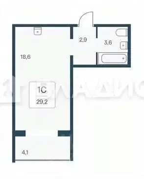 Студия Новосибирская область, Новосибирск Кедровая ул., 80/1 (29.2 м) - Фото 1