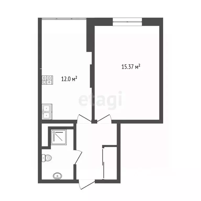 1-к кв. Тюменская область, Тюмень ул. Раушана Абдуллина, 6к1 (35.3 м) - Фото 2