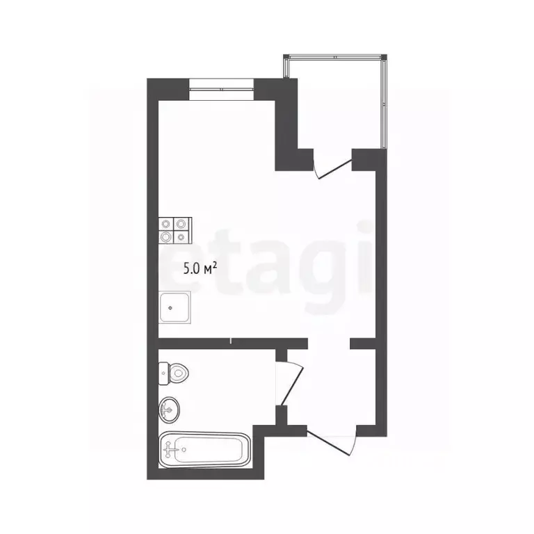 Студия Тюменская область, Тюмень ул. Червишевский Тракт, 47к4 (24.8 м) - Фото 2