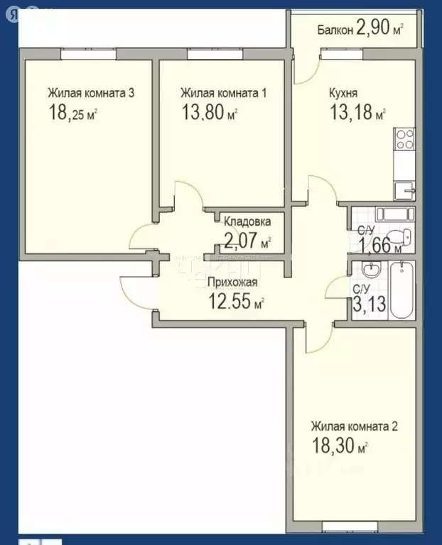 3-комнатная квартира: Нижний Новгород, проспект Кораблестроителей, 60 ... - Фото 1