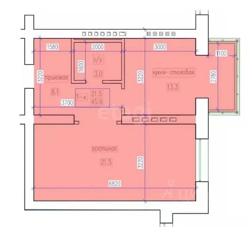 1-к кв. Северная Осетия, Владикавказ ул. Курсантов-Кировцев, 13В (46.7 ... - Фото 1