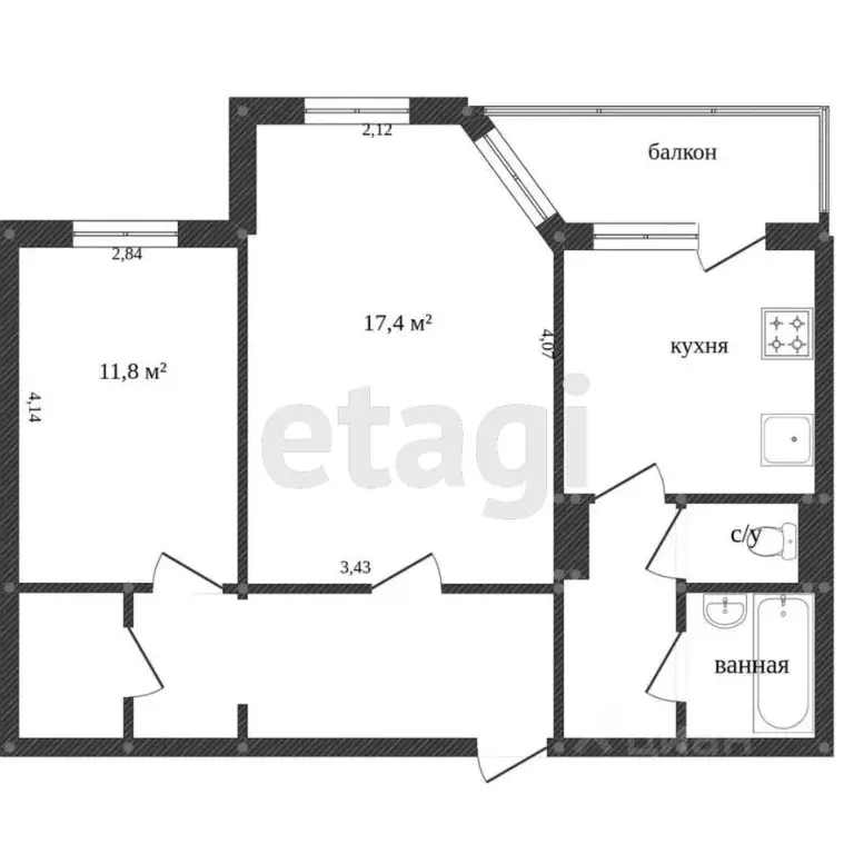 2-к кв. Ханты-Мансийский АО, Сургут Геологическая ул., 22 (53.5 м) - Фото 2