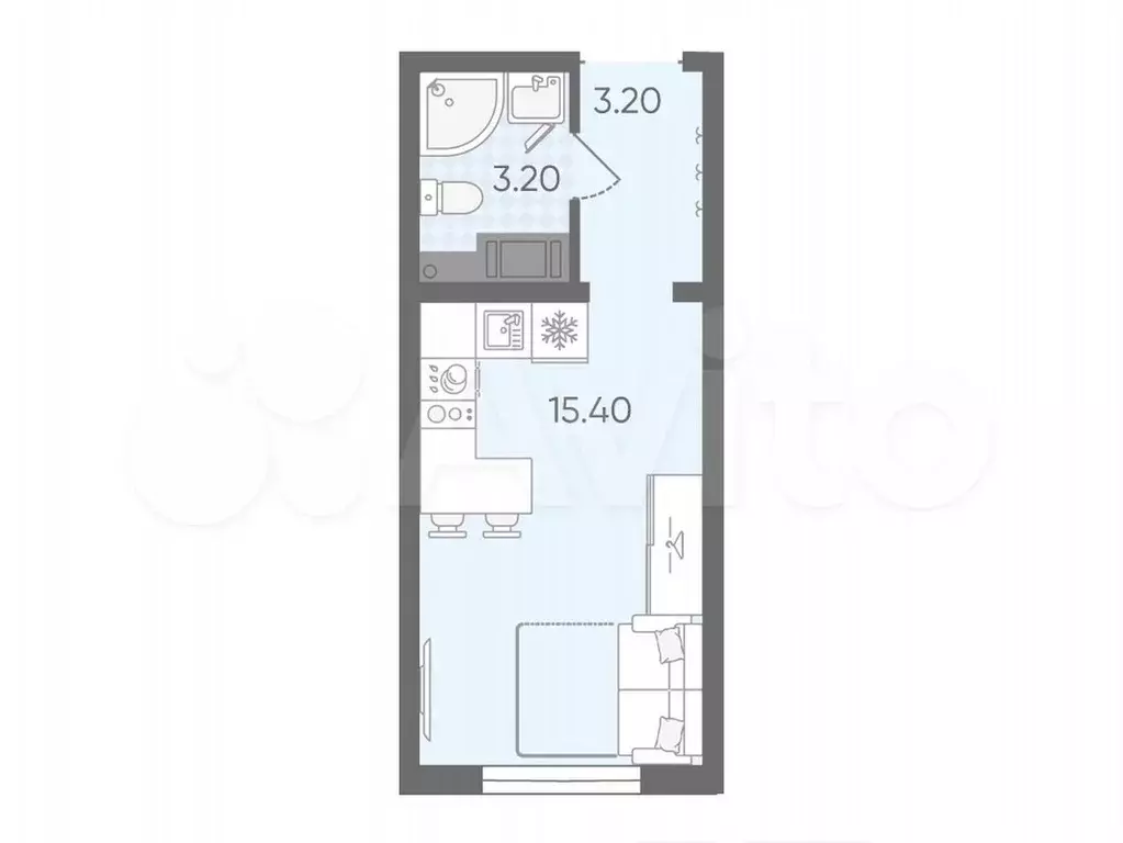 Квартира-студия, 21,8 м, 20/20 эт. - Фото 0