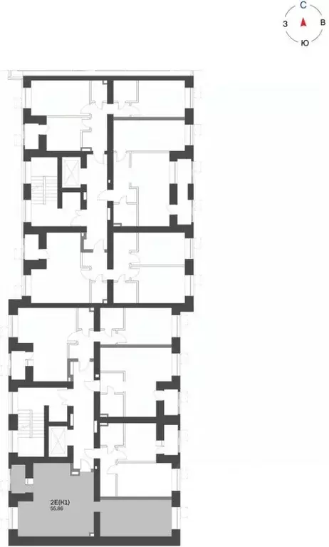 2-к кв. Татарстан, Нижнекамск 15-й мкр, Калина жилой комплекс (55.86 ... - Фото 2