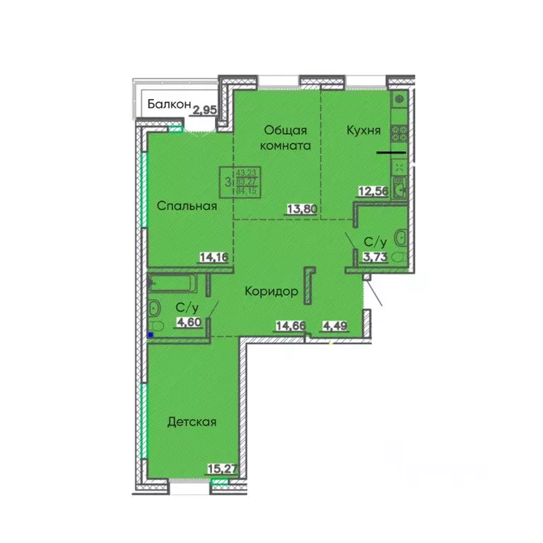 3-к кв. Бурятия, Улан-Удэ Энергетик мкр,  (84.15 м) - Фото 0